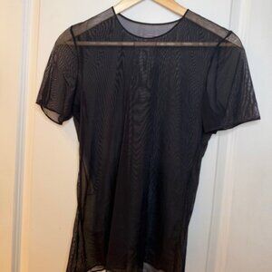 Commando black sheer short sleeve crewneck top, size M, like new